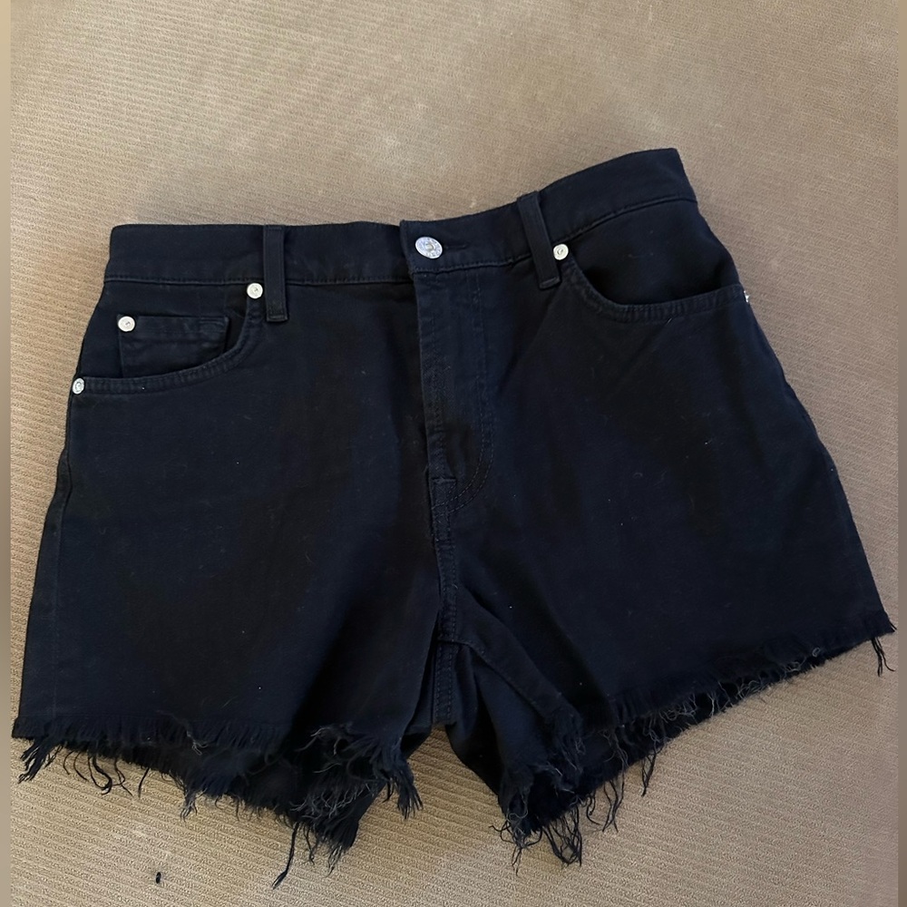 7 FOR ALL MANKIND BLACK  DENIM SHORTS